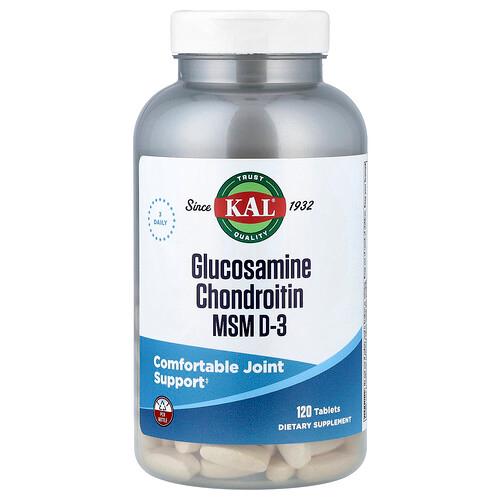 Kal Glocosamine Chondroitin Msm D 3 120 Tablets