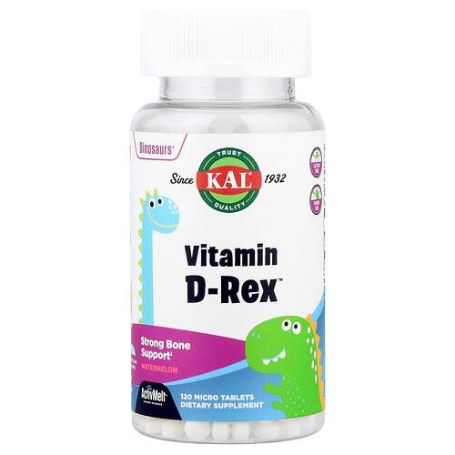 Kal Dinosaurs Vitamin D Rex Watermelon 15 Mcg 600 Iu 120 Micro Tablets product image