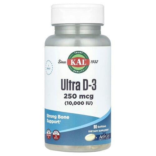 Kal Ultra D 3 250 Mcg 10 000 Iu 90 Softgels