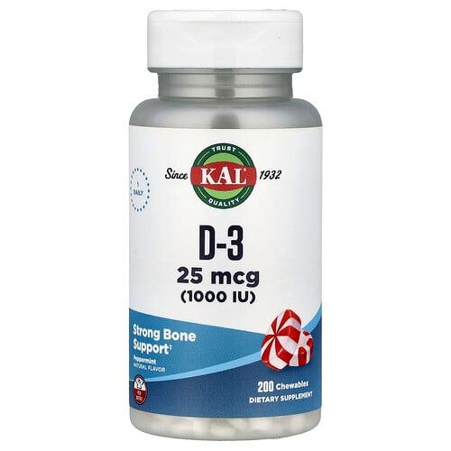 Kal D 3 Peppermint 25 Mcg 1 000 Iu 200 Chewables