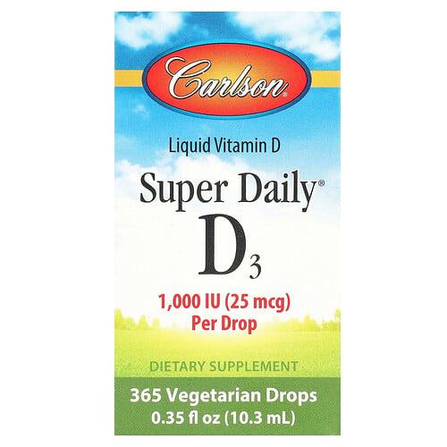 Carlson Super Daily D3 25 Mcg 1 000 Iu 0 35 Fl Oz 10 3 Ml