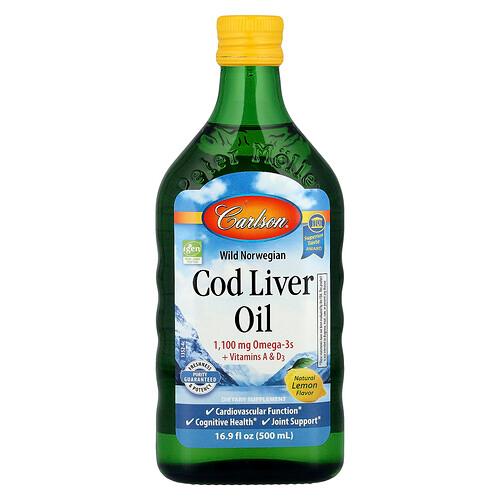 Carlson Wild Norwegian Cod Liver Oil Natural Lemon 16 9 Fl Oz 500 Ml
