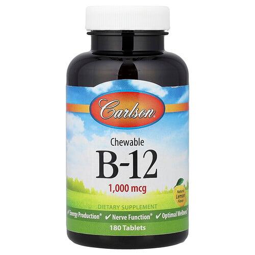 Carlson Chewable B 12 Natural Lemon 1 000 Mcg 180 Tablets