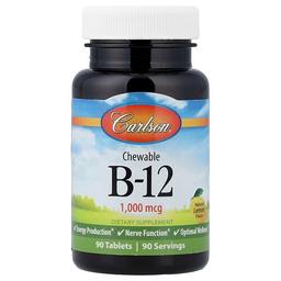 Carlson Chewable B 12 Natural Lemon 1 000 Mcg 90 Tablets