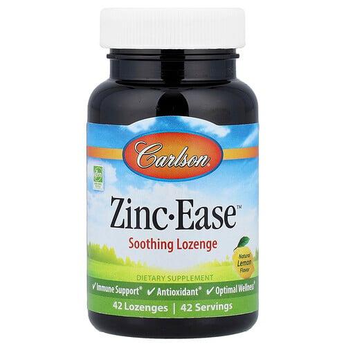 Carlson Zinc Ease Soothing Lozenge Natural Lemon 42 Lozenges