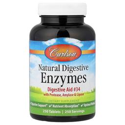 Carlson Natural Digestive Enzymes With Protease Amylase Lipase 250 Tablets