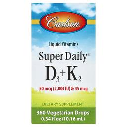 Carlson Super Daily D3 K2 50 Mcg 2 000 Iu 45 Mcg 0 34 Fl Oz 10 16 Ml