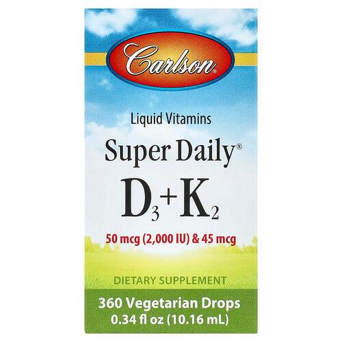 Carlson Super Daily D3 K2 50 Mcg 2 000 Iu 45 Mcg 0 34 Fl Oz 10 16 Ml