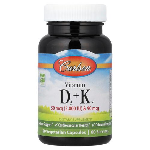 Carlson Vitamin D3 K2 120 Vegetarian Capsules product image