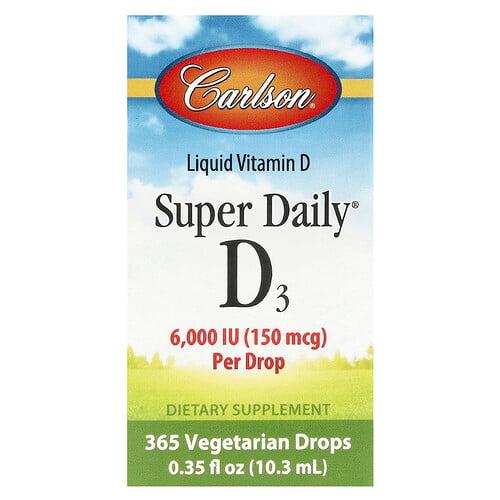 Carlson Super Daily D3 150 Mcg 6 000 Iu 0 35 Fl Oz 10 3 Ml