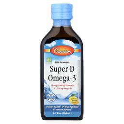 Carlson Wild Norwegian Super D Omega 3 Natural Lemon 6 7 Fl Oz 200 Ml