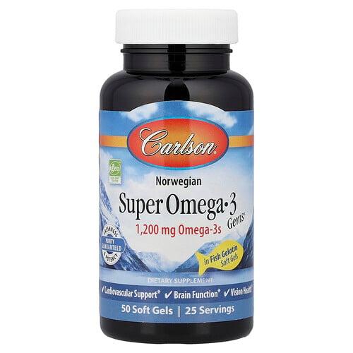 Carlson Norwegian Super Omega 3 Gems 50 Soft Gels product image