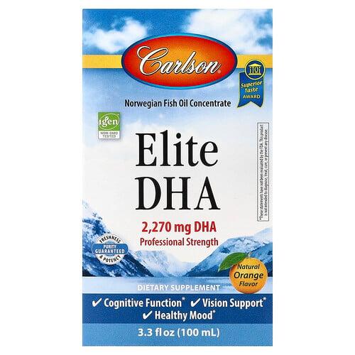 Carlson Elite Dha Natural Orange 3 3 Fl Oz 100 Ml