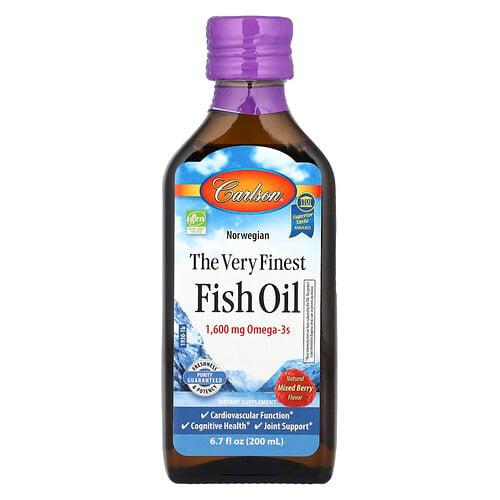 Carlson Norwegian The Very Finest Fish Oil Natural Mixed Berry 6 7 Fl Oz 200 Ml