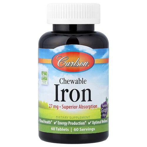 Carlson Chewable Iron Natural Grape 27 Mg 60 Tablets