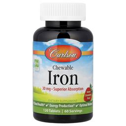 Carlson Chewable Iron Natural Strawberry 120 Tablets 15 Mg Per Tablet