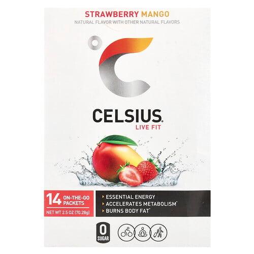 Celsius Live Fit Strawberry Mango 14 On The Go Packets 0 18 Oz 5 02 G Each