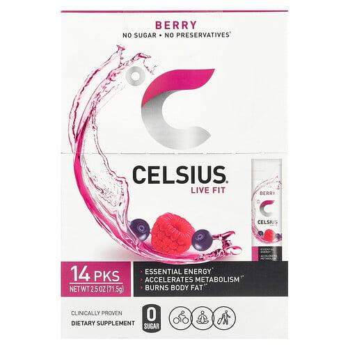 Celsius Live Fit Berry 14 On The Go Packets 0 18 Oz 5 11 G Each