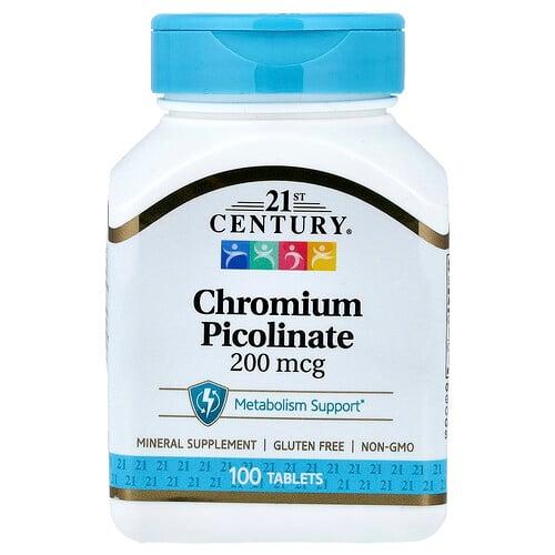 21st Century Chromium Picolinate 200 Mcg 100 Tablets