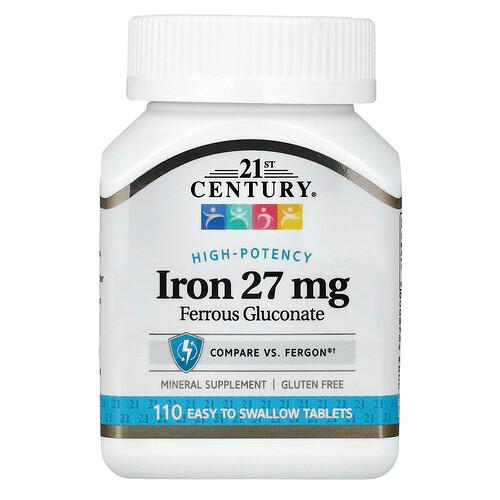 21st Century High Potency Iron 27 Mg 110 Easy To Swallow Tablets