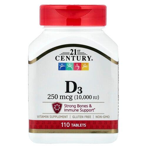 21st Century Vitamin D3 250 Mcg 10 000 Iu 110 Tablets