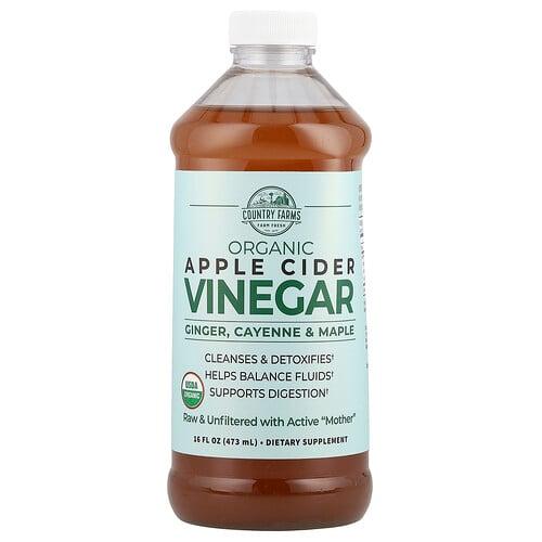 Country Farms Organic Apple Cider Vinegar With Ginger Cayenne Maple 16 Fl Oz 473 Ml
