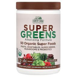 Country Farms Super Greens Alkalizing Formula Chocolate 10 6 Oz 300 G
