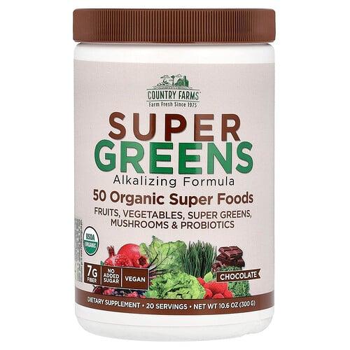Country Farms Super Greens Alkalizing Formula Chocolate 10 6 Oz 300 G