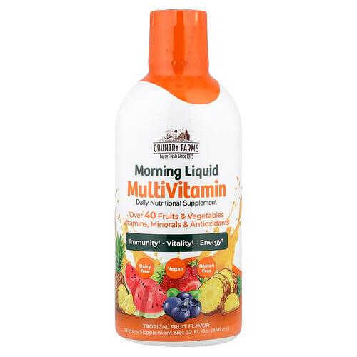 Country Farms Morning Liquid Multivitamin Tropical Fruit 32 Fl Oz 946 Ml