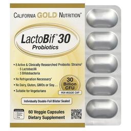 California Gold Nutrition Lactobif 30 Probiotics 30 Billion Cfu 60 Veggie Capsules