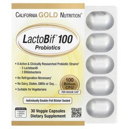 California Gold Nutrition Lactobif 100 Probiotics 100 Billion Cfu 30 Veggie Capsules