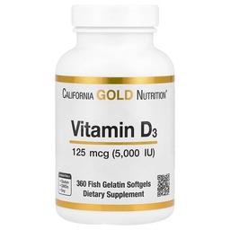 California Gold Nutrition Vitamin D3 125 Mcg 5 000 Iu 360 Fish Gelatin Softgels