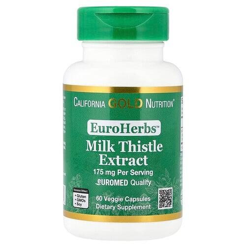 California Gold Nutrition Euroherbs Milk Thistle Extract Euromed Quality 175 Mg 60 Veggie Capsules