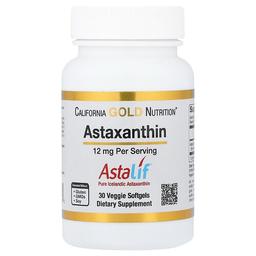 California Gold Nutrition Astaxanthin Astalif Pure Icelandic 12 Mg 30 Veggie Softgels