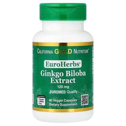 California Gold Nutrition Euroherbs Ginkgo Biloba Extract Euromed Quality 120 Mg 60 Veggie Capsules