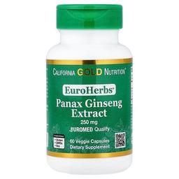 California Gold Nutrition Euroherbs Panax Ginseng Extract Euromed Quality 250 Mg 60 Veggie Capsules