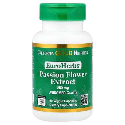 California Gold Nutrition Euroherbs Passion Flower Extract Euromed Quality 250 Mg 60 Veggie Capsules