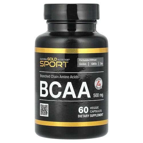 California Gold Nutrition Bcaa Ajipure Branched Chain Amino Acids 2 1 1 With L Leucine L Isoleucine And L Valine 500 Mg 60 Veggie Capsules product image