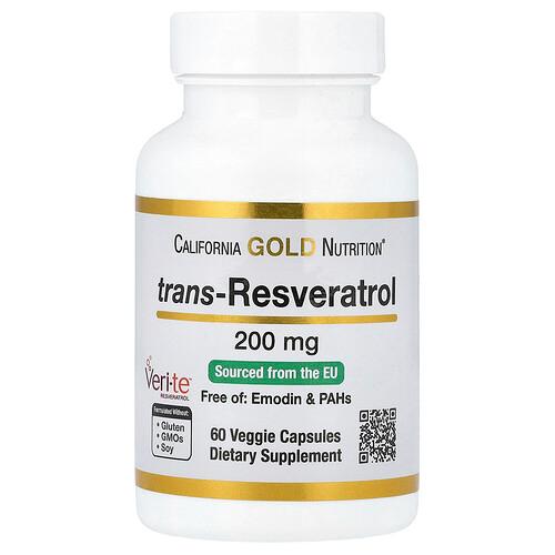 캘리포니아 골드 뉴트리션 California Gold Nutrition, 트랜스-레스베라트롤, 200mg, 베지 캡슐 60정 product image