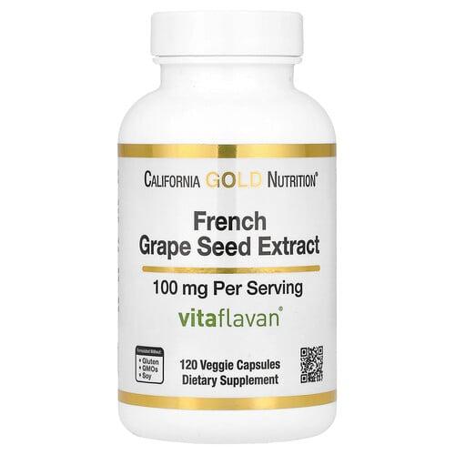 California Gold Nutrition French Grape Seed Extract Vitaflavan 100 Mg 120 Veggie Capsules