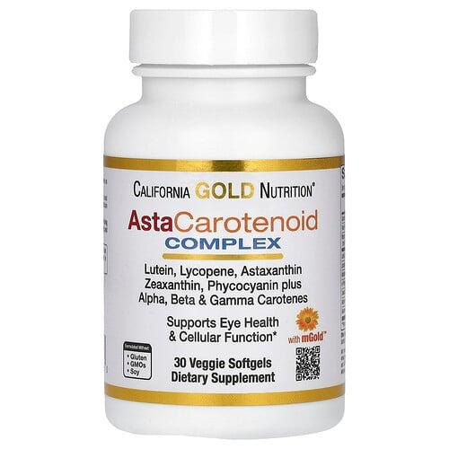 California Gold Nutrition Astacarotenoid Complex With Lutein Lycopene Astaxanthin And Vitamin A 30 Veggie Softgels product image