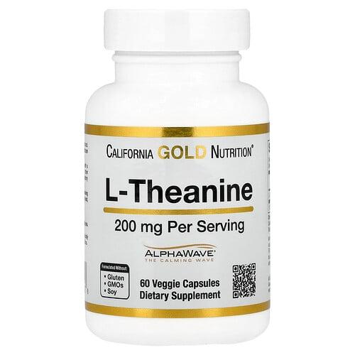 캘리포니아 골드 뉴트리션 California Gold Nutrition, l-테아닌, AlphaWave® 함유, 200mg, 베지 캡슐 60정 product image