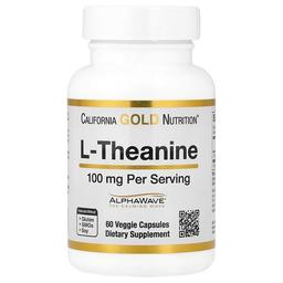 California Gold Nutrition L Theanine Featuring Alphawave 100 Mg 60 Veggie Capsules