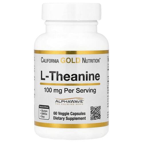 California Gold Nutrition L Theanine Featuring Alphawave 100 Mg 60 Veggie Capsules