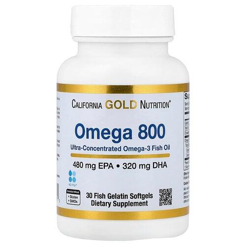California Gold Nutrition Omega 800 Ultra Concentrated Omega 3 Fish Oil Kd Pur Triglyceride Form 30 Fish Gelatin Softgels 1 000 Mg Per Softgel product image