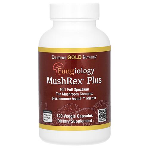 California Gold Nutrition Fungiology Mushrex Plus Full Spectrum Ten Mushroom Complex With Agaricus Chaga Cordyceps And Lion S Mane 120 Plantcaps product image