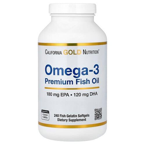 California Gold Nutrition Omega 3 Premium Fish Oil 240 Fish Gelatin Softgels product image