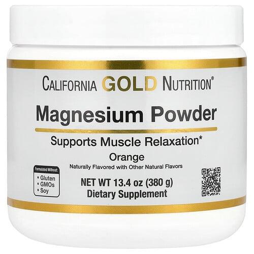 California Gold Nutrition Magnesium Powder Beverage Orange 13 4 Oz 380 G