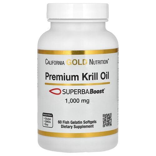 California Gold Nutrition Premium Krill Oil With Superbaboost 1 000 Mg 60 Fish Gelatin Softgels