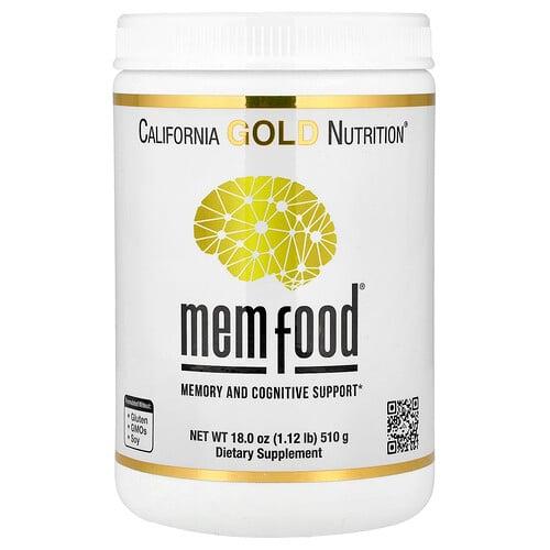 California Gold Nutrition Mem Food Memory Cognitive Support With Mem Blend L Serine Organic Lion S Mane And Blueberry Juice Powder 1 12 Lb 510 G